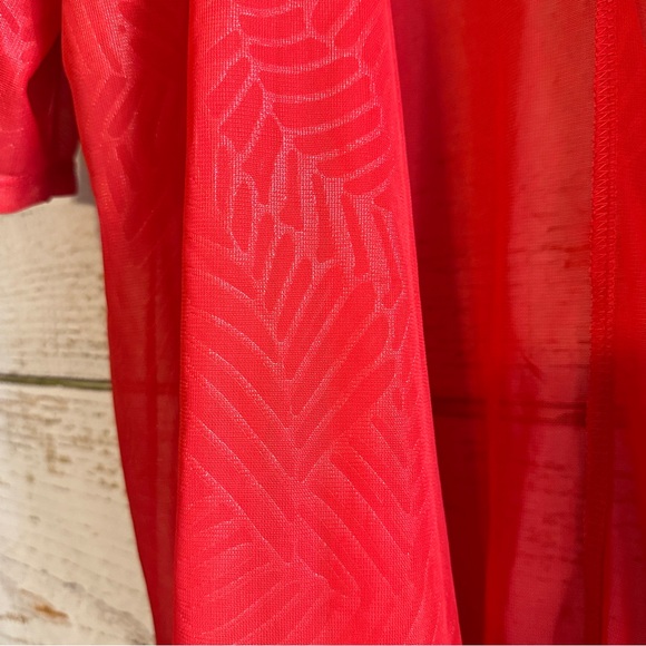 LULAROE Kimono, Red, Size Medium Sheer Tropical Leaf Pattern - Picture 7 of 10